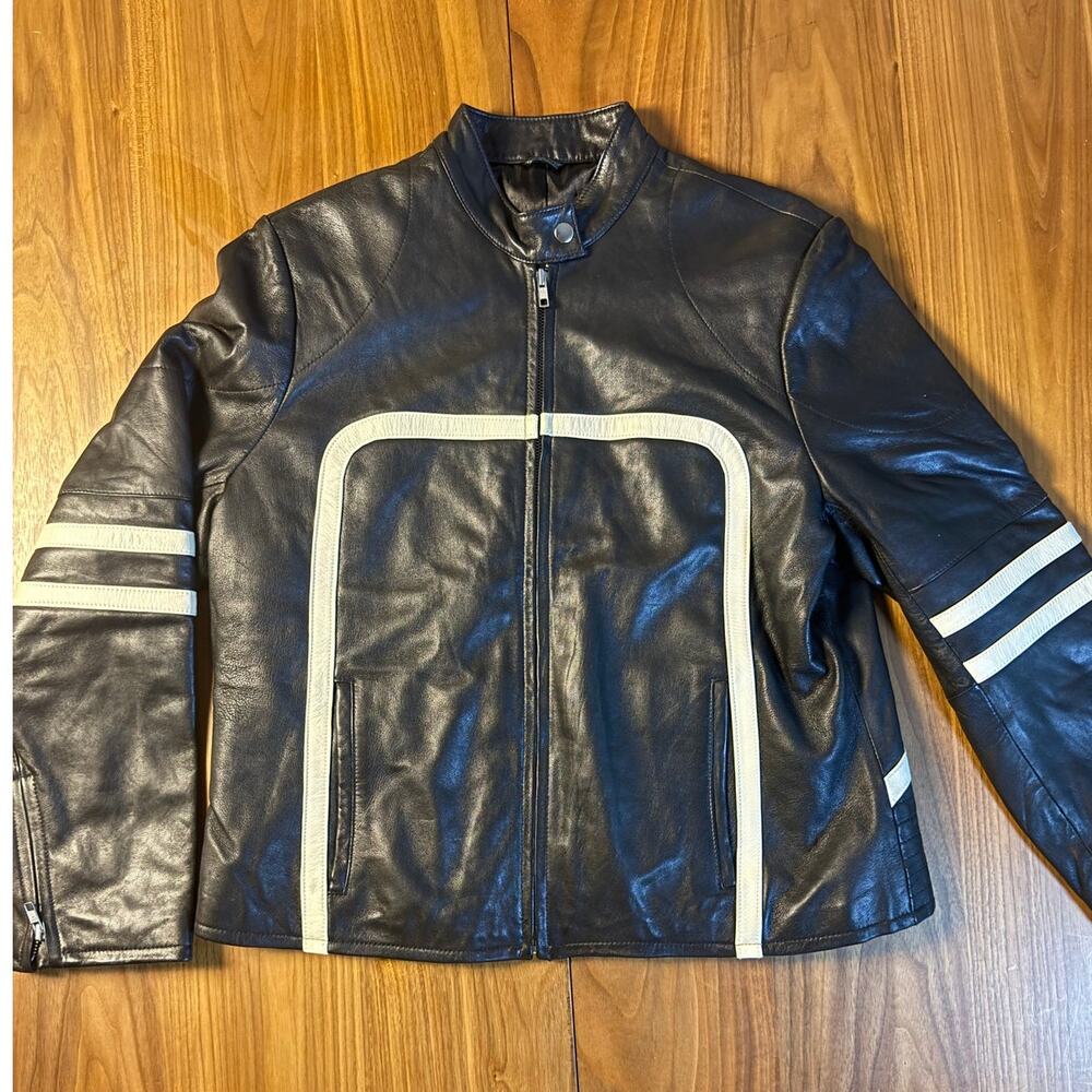Wilsons Leather Maxima Special Edition Black Leather Racing Moto Jacket XL